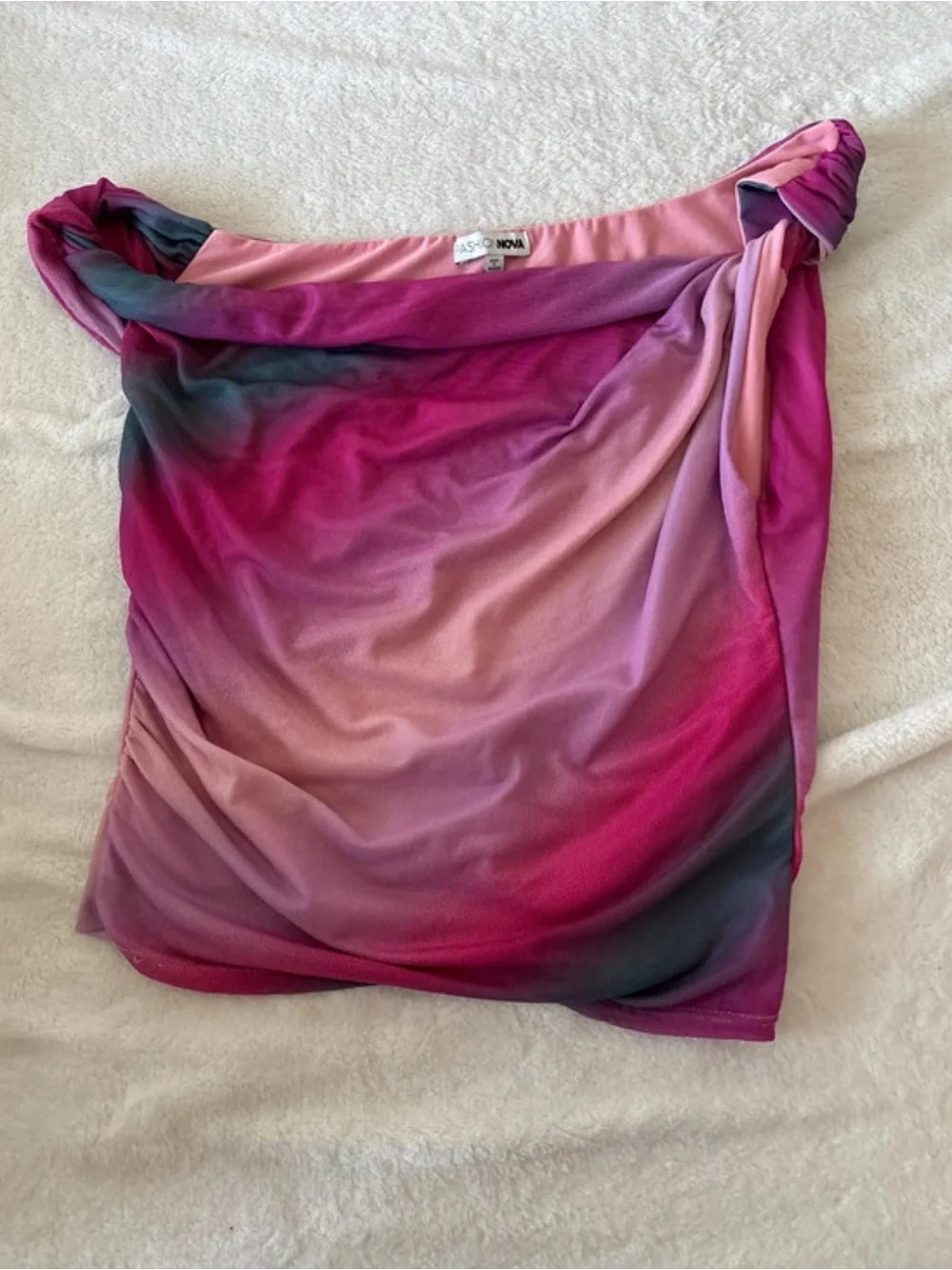 Fashion Nova Pink to Magenta Ombre Strapless Sarong Skirt Set